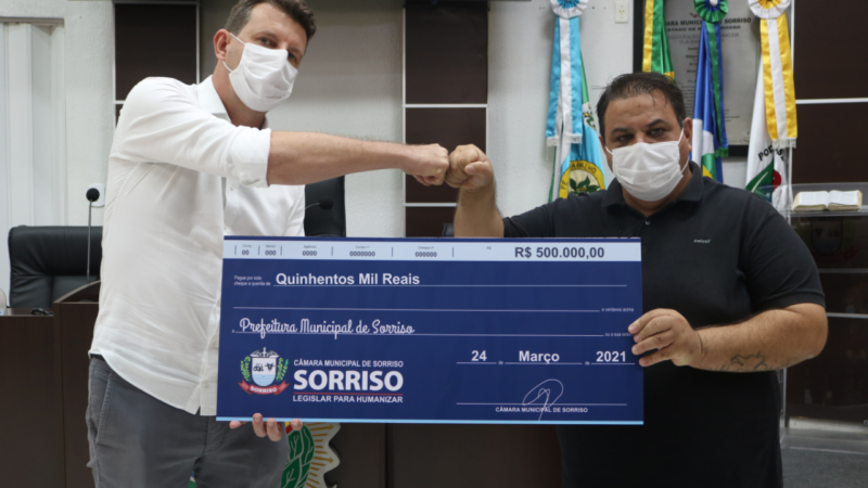 Câmara de Sorriso oficializa a entrega para a Prefeitura de R$ 500 mil da antecipação do duodécimo para implantação de UTIs