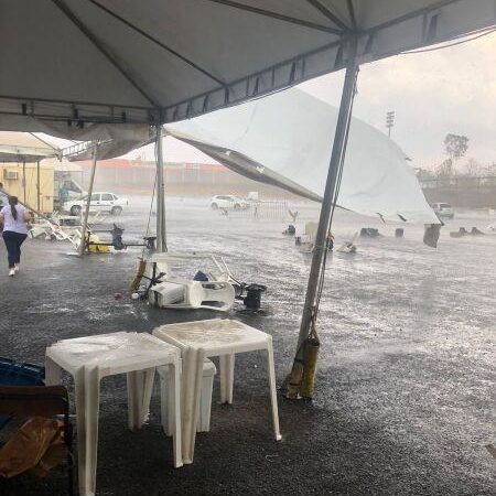 Temporal estoura transformador e “varre” pontos de vacinação contra covid
