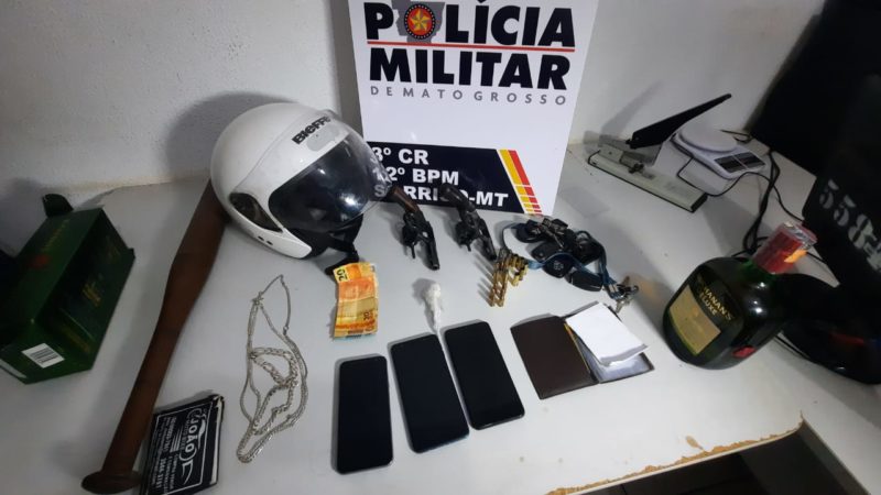 Sorriso: Polícia Militar aborda homens armado após disparos no Centro, três foram presos com arma de fogo, droga e munições
