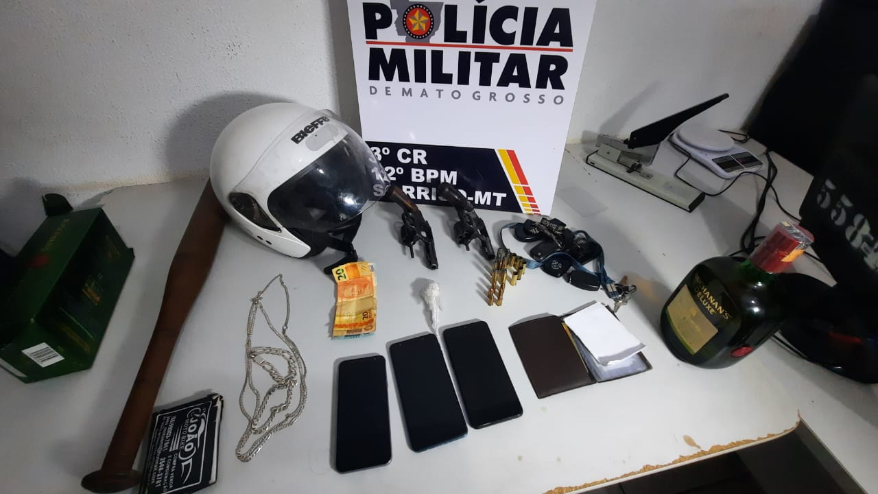 Sorriso: Polícia Militar aborda homens armado após disparos no Centro, três foram presos com arma de fogo, droga e munições