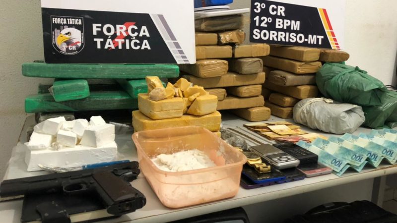 Sorriso: Força Tática captura casal com drogas e simulacro, prejuízo de R$ 200 mil para os traficantes