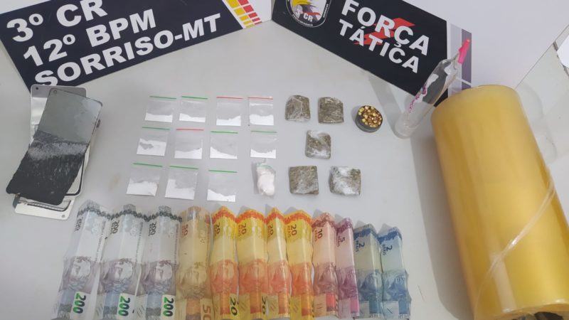 Sorriso: Força Tática prende 3 pessoas com drogas no Bairro Vila Bela