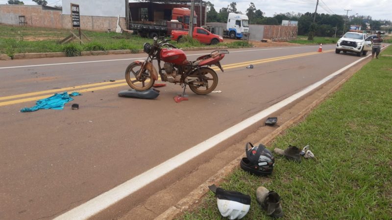 Piloto de moto fica ferido com gravidade em Sinop