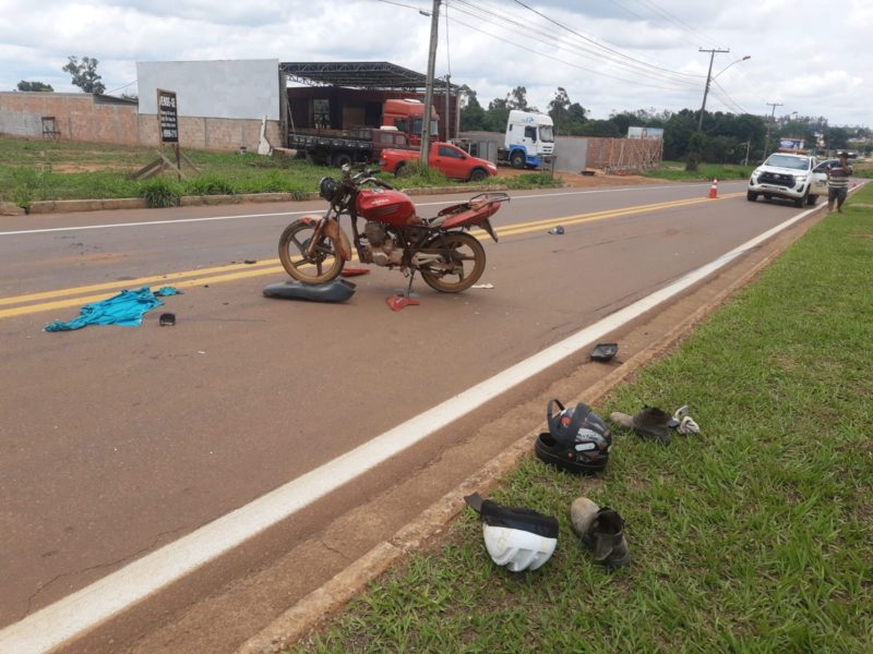 Piloto de moto fica ferido com gravidade em Sinop