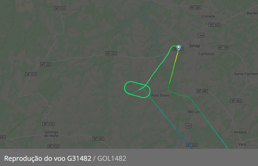 Boeing da Gol sobrevoa Sorriso e Sinop na tentativa de pousar em Aeroporto