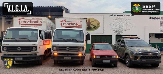 Caminhões de empresa com sede em Lucas do Rio Verde são recuperados na fronteira